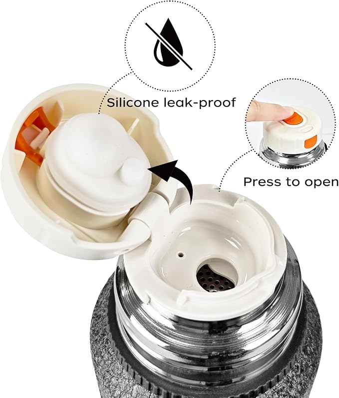 Insulated Stainless Steel Water Bottle, 27oz/800ml Sports Water bottles with Double Walled and Vacuum Insulated Metal for Travel, School, and Gym (Black)