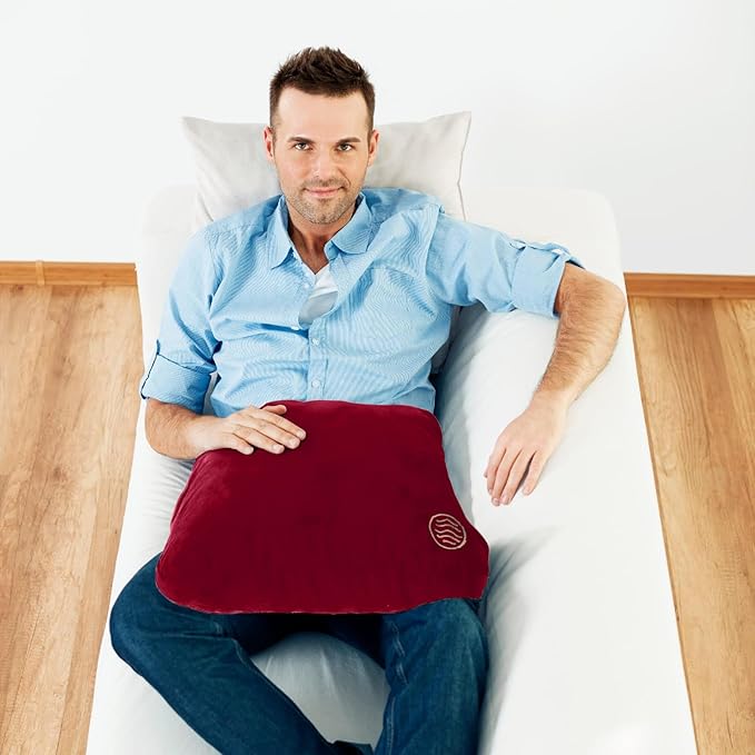 Plush Weighted Pillow 9lbs - Enhances Relaxation and Comfort with Ultra Plush Cooling Fabric - Cool Alternative to Weighed Blanket - Glass Beads Weight, Machine Washable (Velvet, Maroon)