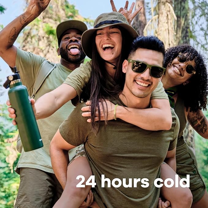 Hydro Flask 24 Oz Stainless Steel Standard Mouth Water Bottle with Flex Straw Cap and Double-Wall Vacuum Insulation