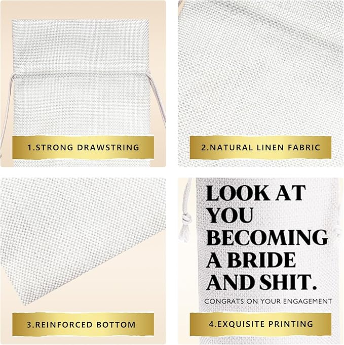 Look At You Becoming A Bride And Shit Mr and Mrs Wedding Gift Engagement Gift Bag For Couples bride/him/her Newly Engaged Gift Wine Tote Bridal Shower Gift