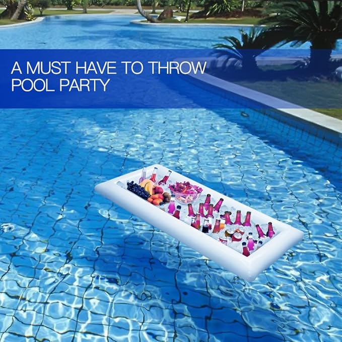 Novelty Place Inflatable Ice Serving Tray Buffet Bar with Drain Plug - Salad Food & Drinks Inflatable Cooler for Party Picnic and Camping (Pack of 1)