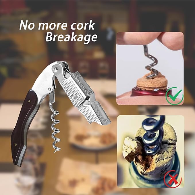Wine Opener 2 Pack, Professional Wine Bottle Opener, Stainless Steel Wine Key Manual Corkscrew Wine Opener for Servers Bartender