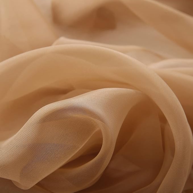 Princess Chiffon Bed Canopy, Canopy Curtains for Queen Bed Adults, 4 Post Bed Drapes Room Decor(Light Coffee)