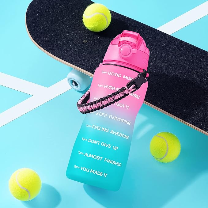 Water Bottles 1 / Half Gallon with Time Marker and Straw, Large Fitness Sports Motivational Bottle, Wide Mouth Leakproof and BPA Free for Travel, Gym,office,school