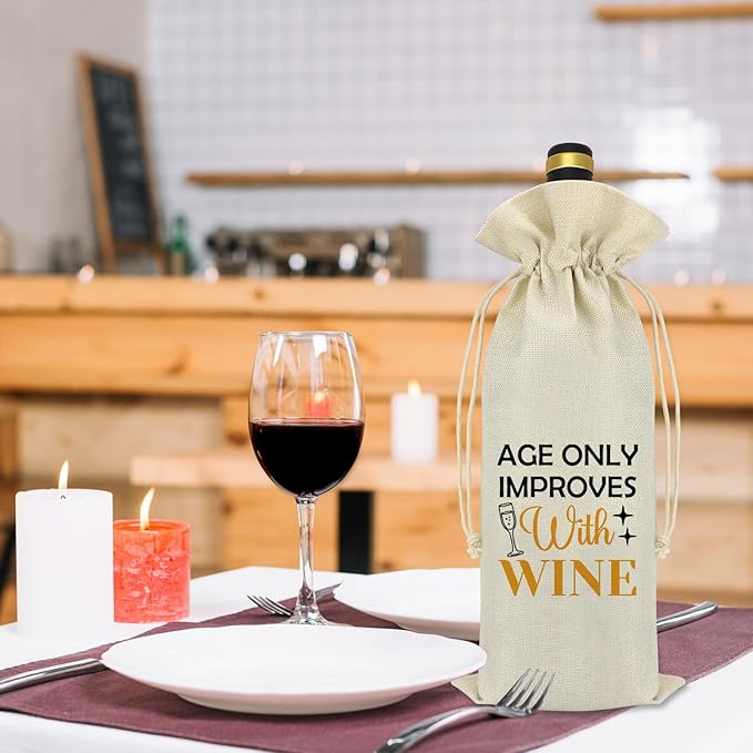 Funny Birthday Decorations Wine Bag Wine Lover Gifts Happy Birthday Gift for Her Him 30th 40th 50th 60th Birthday Party Supplies Wine Bottle Bag Bday Gift for Friends Coworker Mom Dad Grandpa Grandma
