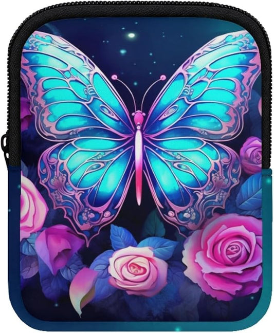 Flower Water Bottle Pouch Butterfly Tumbler Pouch Bag with Strap Gym Cup Pouch 20oz 30oz 40oz Tumbler Accessories for Phone Earphone Key