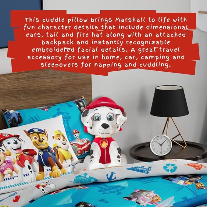 Paw Patrol Marshall Kids Bedding Super Soft Plush Cuddle Pillow Buddy, One Size, (Official) Nickelodeon Product By Franco
