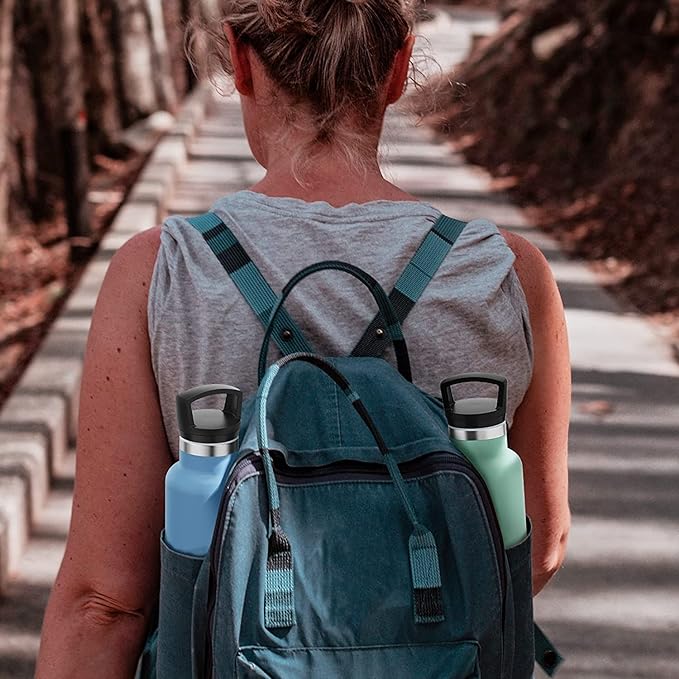 Stainless Steel Water Bottle with Straw - Insulated Water Bottle for Sports, Gym, School, Commute, Adults/Kids - Keep Cold for up to 24 Hours - Sweat/Leak-proof - 2 Lids - BPA Free