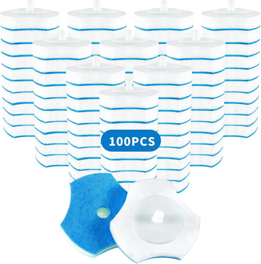 KOKL Disposable Toilet Bowl Wand Refills【Not Suitable for CLORX and Other Wand】 100 Count Disposable Toilet Brush Refills, Toilet Cleaning Sponges Heads for Bathroom Cleaning