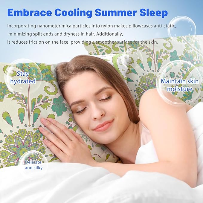 Cooling Pillow Cases for Hot Sleepers - Double Side Arc-Chill Q-Max>0.5 Cooling Fiber Cool Pillow Cases 2 Pack - Breathable Soft Cold Pillow Cases with Hidden Zipper (20" x 36")