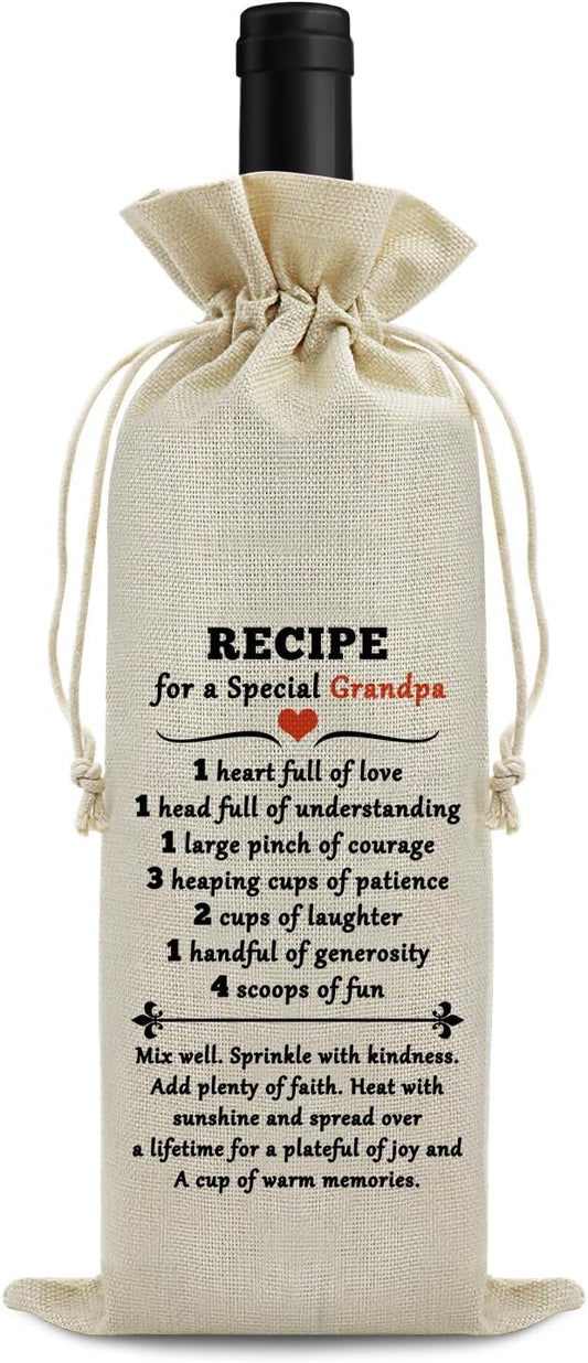 Grandpa Gifts for Men Wine Bag Cute Grandpa Gifts from Grandchild Best Grandpa Ever Gifts Father's Day Gifts for Great Grandpa Wine Bottle Bag Birthday Christmas Gifts for Grandfather Wine Gift Bag