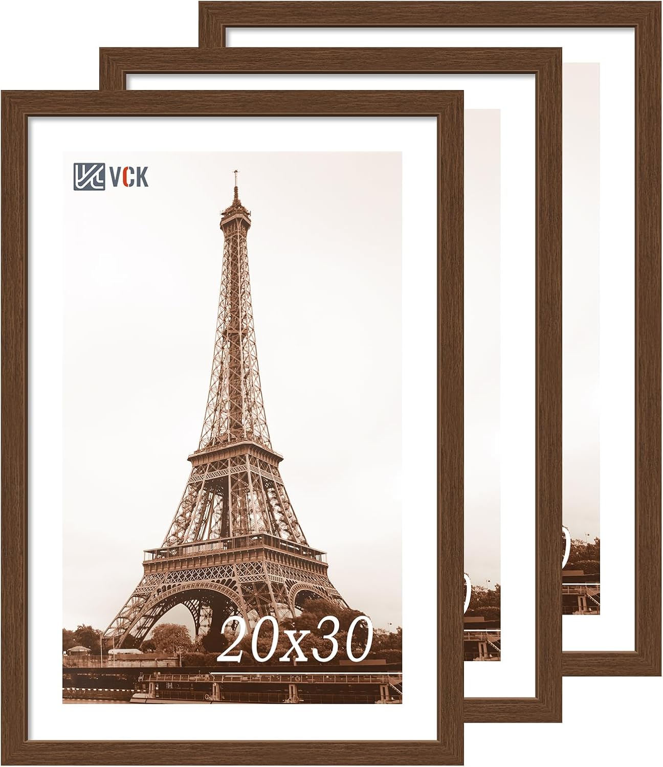 VCK 20x30 Brown Poster Frame 3 Pack, Wood Picture Frame with Exclusive Wood Grain, Wall Mounting Hanging