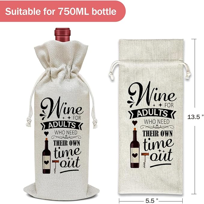 Funny Wine Bag, Funny Gifts Birthday Gifts for Women Men Coworkers Friends Sister Boss, Party Favor Wine Champagne Gift Bag With Drawstring -18