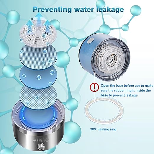 Hydrogen Water Bottle, 420ml Portable Hydrogen Water Ionizer Machine, Hydrogen Rich Water Glass Health Cup for Office, Travel and Daily Drinking