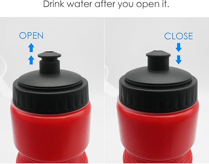 6 Pack 730ml(25oz) Sports Squeeze Plastic Water Bottle With Push Pull Cap and Anti Dust Cover - Black