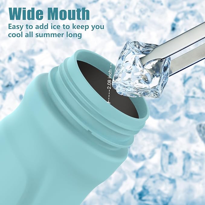 Misting Water Bottle, 24oz Insulated Water Bottle, 2-in-1 Mist & Sip Stainless Steel Water Bottles, Thermo for Hot Drinks/Cold Drinks, Sports Water Bottle for Hiking, Running, Gym, Teal Blue