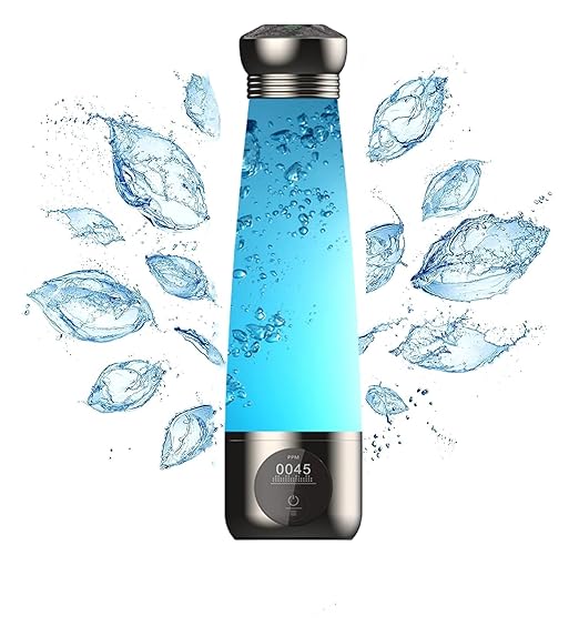 Hydrogen Water Bottle 3000ppb Dupont Membrane Ionized Water Bottle Hydrogen Cup PEM/SPE Technology Purification Vent Rechargeable Hydrogen Water Generator for Home Office Travel