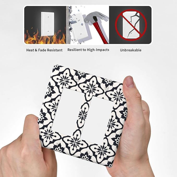 Black And White Funny Plastic Wall Plate Decorative Double Rocker Light Switch Cover For Women Girls Bedroom Kitchen Living Room