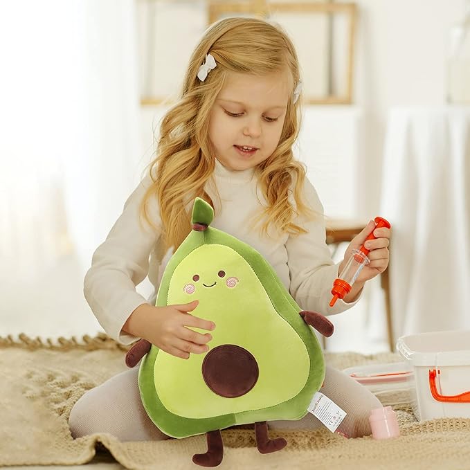 Niuniu Daddy 17.3" Avocado Stuffed Animal Pillow Large Squishy Plush Toys Soft Kawaii Food Shaped Baby Stuff Cuddle Toy Adorable Fruit Hugging Pillow for Kids
