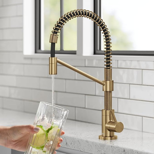 KRAUS Purita 2-Stage Under-Sink Filtration System with Single Handle Drinking Water Filter Faucet in Brushed Brass, FS-1000-FF-104BB