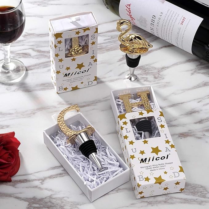 Miicol Wine Stopper, Prosecco Stopper, Wine Bottle Stopper, Personalised Champagne Stopper, Gold Wine Accessories, Wine Lovers Gift, Monogram Gift, Letter C