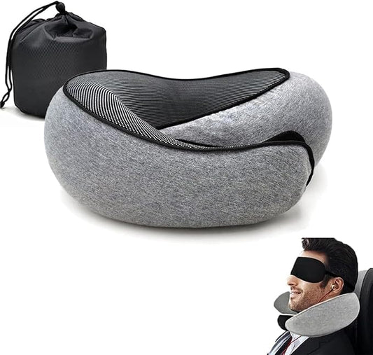 Travel Neck Pillow, Memory Foam Airplane Travel Pillow, 360 Degree Comfort and Breathability, Washable Modal Cover,Stowable U-Shaped Pillow