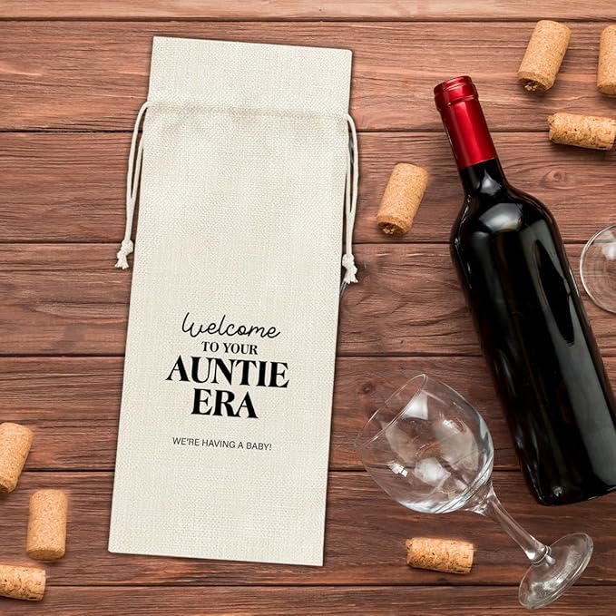 Pregnancy Announcement Wine Bag, Baby Announcements Gifts for New Aunt Auntie Bestie Sister, Pregnancy Reveal Wine Gift Bag