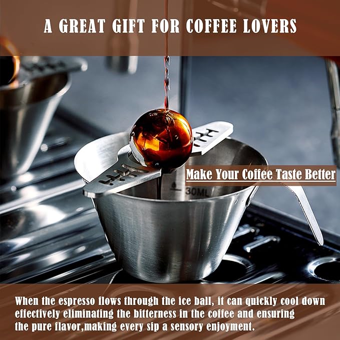 Espresso Frozen Ball for Espresso Coffee Espresso Cooling Tool Stainless Steel Chiller Ball/Ice Sphere, Espresso Cooler (NOT SOLID)