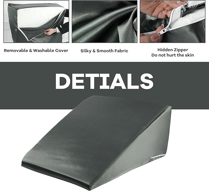 HOMBYS Satin Bed Wedge Pillow Cover Silky & Smooth Wedge Pillowcase 1 Pack 24x24x7.5, Soft & Breathable, Removable & Machine Washable-Zipper Design (Pillow Not Include)