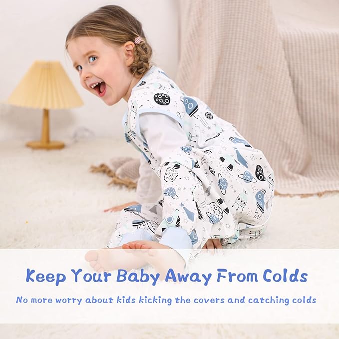 WONDAY Toddler Sleeping Sack 2t-3t, Sleep Sack Baby Wearable Blanket, Toddler Baby Sleep Sacks with Feet, Sleeveless Soft Toddler Sleep Sack for Early Walkers