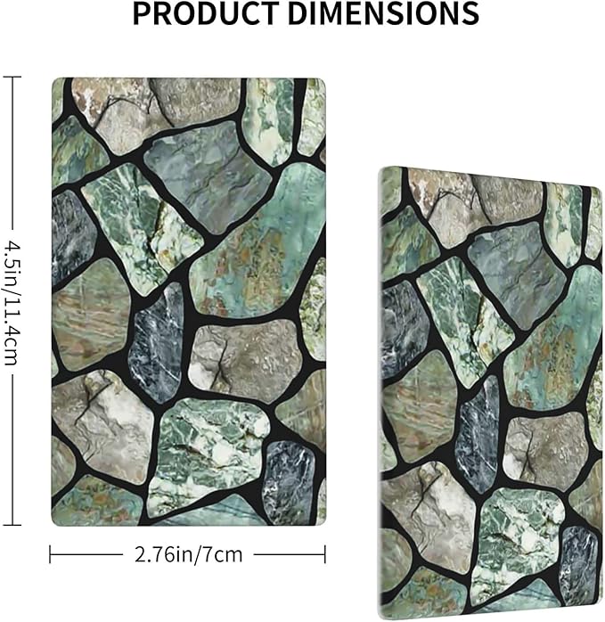 Green Stone Texture Single Blank Switch Wall Plate Cover Outlets Decorative 1-Gang for Electrical Room Bathroom Bedroom Home Kitchen One Receptacle Polycarbonate Power Gear 4.5" x 2.76"