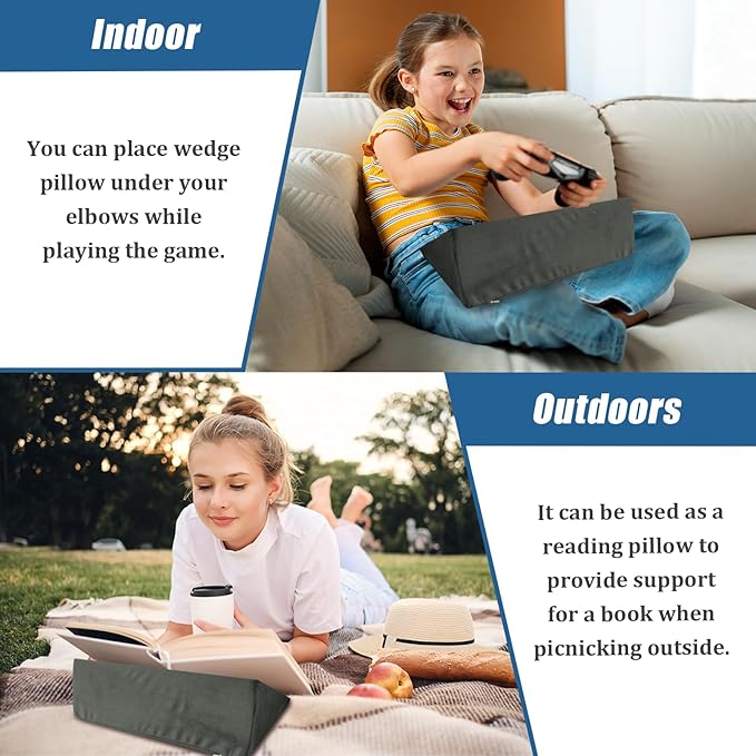 Small Wedge Pillow, Wedge Pillow for Bed Sores, Positioning Pillow, Positioning Wedge, Yoga Wedge Pillow, Mini Wedge Pillow for Laptop, Small Wedge Pillow for Chair (1 Unit, Dark Grey)