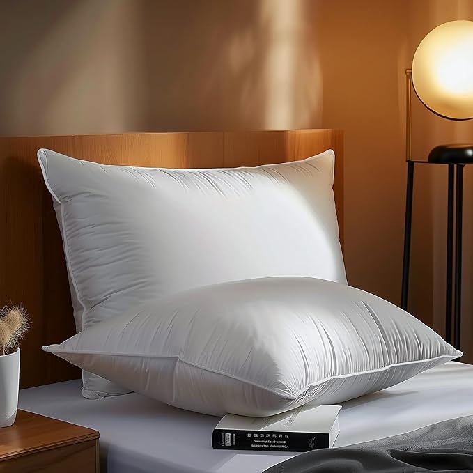 WOLKI Feather Down Alternative Pillows King Size Set of 2, 100% Soft Cotton Shell Bed Pillow, Hotel Sleeping Pillow for Back, Stomach or Side Sleepers 20x36