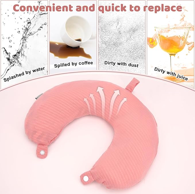 Travel Neck Pillow Cover Neck Pillow Replacement Cover Travel U Neck Pillow Case Cover Soft and Smooth Neck Pillow Cover Black Gray (Only Pillow Cover, No Filler)