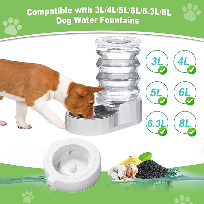 Replacement Filters for 3.6L/4.6L/6L/8L Gravity Pet Water Dispenser, Dog Water Filter for Automatic Pet Waterer,Triple Filtration Pet Fountain Filter,Water Feeder Filter for Cats and Dogs