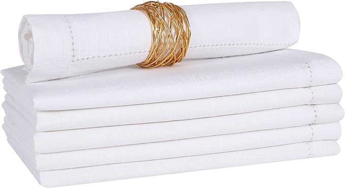 White Napkins Cloth,White Hemstitched Napkins,Cloth Napkins, Cotton Napkins,Dinner Napkins Cloth,Dinner Napkins,Napkin Cloth Washable,Cloth Napkins Set of 6,Hemstitched Napkins 18x18 White