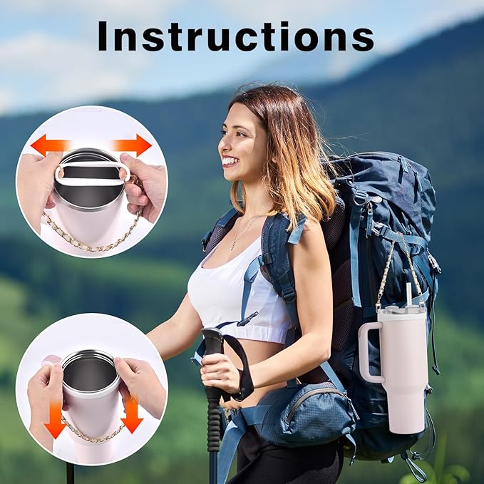 Water Bottle Handle, Silicone Water Bottle Sling Stretches to Fit Most 8-40oz Bottles, Fashionable Accessories Compatible for Stanley Cup White