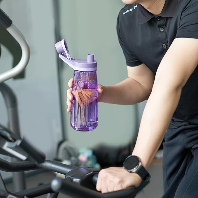 Kerilyn 32oz Water Bottle, Wide Mouth Plastic Water Bottles Chug Lid Sports Water Bottle, Reusable Water Bottle With Handle, Leak-Proof Clear Water Bottle for Travel, Fitness, Men, Women, Purple