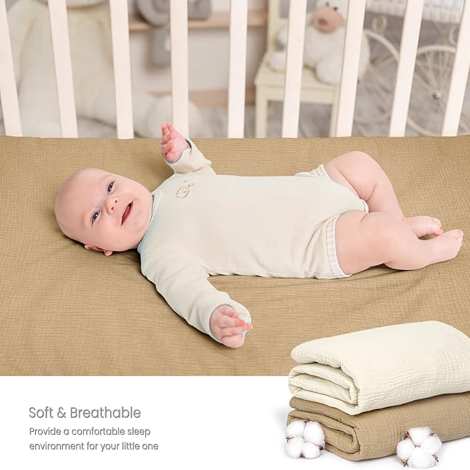 Lulu moon Muslin Crib Sheets - Fitted Crib Mattress Sheets for Boys and Girl - 28"x 52", 2 Pack