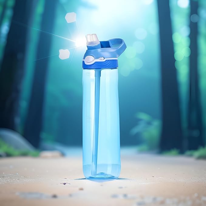 Water bottles with Locking Lid,Travel water bottle,Water bottle with straw,and Sports water bottle with Clip handle- Tritan water bottle(Blue)