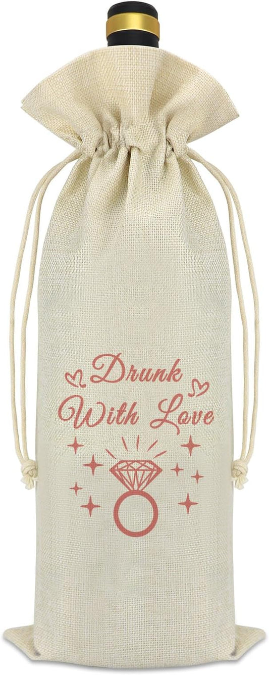 Engagement Gifts for Couples Wine Bag Wedding Gifts for Her Him Bridal Shower Gifts Anniversary Bachelorette Gift for Husband Wife Mr and Mrs Gifts Reusable Wine Bottle Gift Bag with Drawstrings