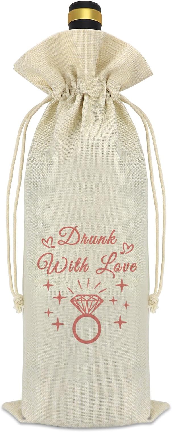 Engagement Gifts for Couples Wine Bag Wedding Gifts for Her Him Bridal Shower Gifts Anniversary Bachelorette Gift for Husband Wife Mr and Mrs Gifts Reusable Wine Bottle Gift Bag with Drawstrings