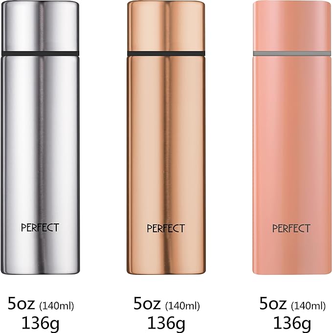 Mini 5 OZ 316 Stainless Steel Vacuum Insulated Water Bottle, Double wall Keep Cold and Hot, Leak Proof, Suitable For Women, Kids & Girls to Carry in Bag, Sliver