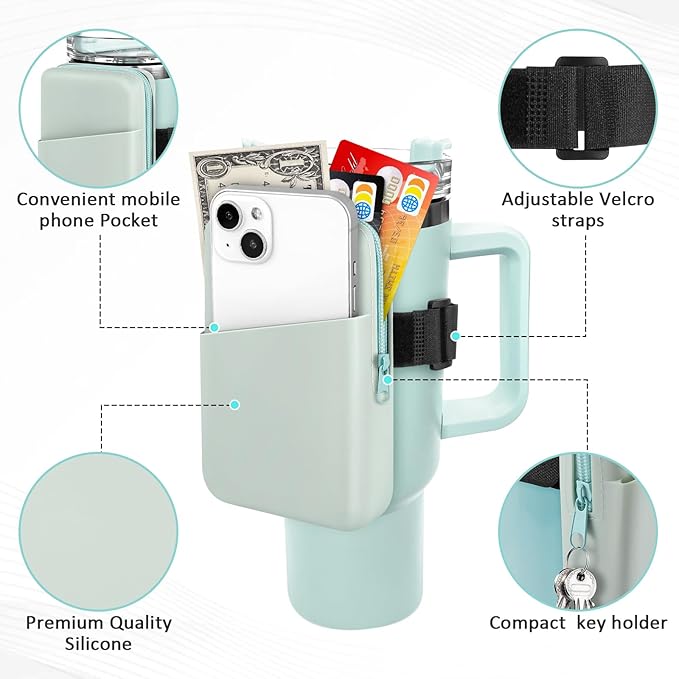 Silicone Water Bottle Pouch For Stanley Quencher Adventure 40 oz & Stanley IceFlow 20oz 30oz, Gym Accessories for Women, Stanley Cup Accessories, Water Bottle Pouch for Sports