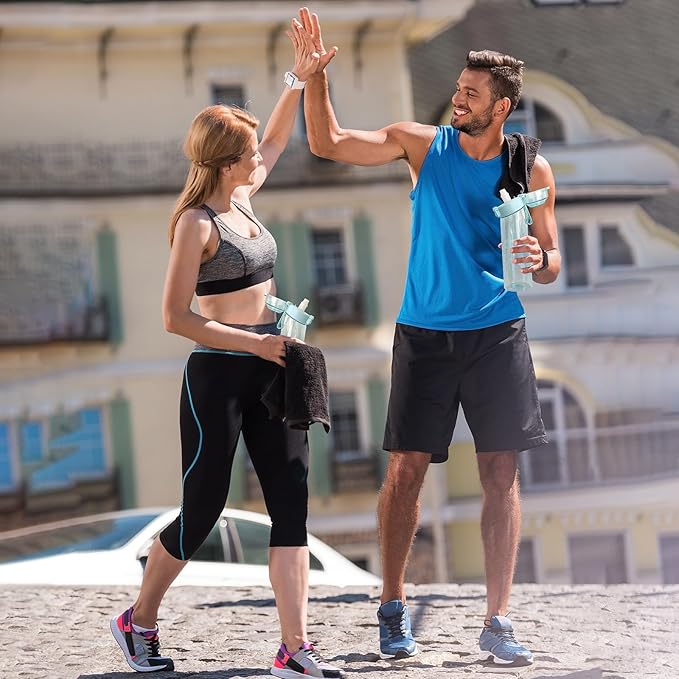 Water Bottle with 7Pcs Air Flavor Pods, Air Bottle Pods Water Bottle, Flavor Caps with Water Bottle, Fruit Scent Pods for Outdoor Sport(Blue-7 Pods)