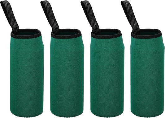 PATIKIL 65mmx180mm Water Bottle Sleeve, 4 Pack Neoprene Insulated Bottle Bag Holder Carrier Pouch with Finger Strap, Dark Green