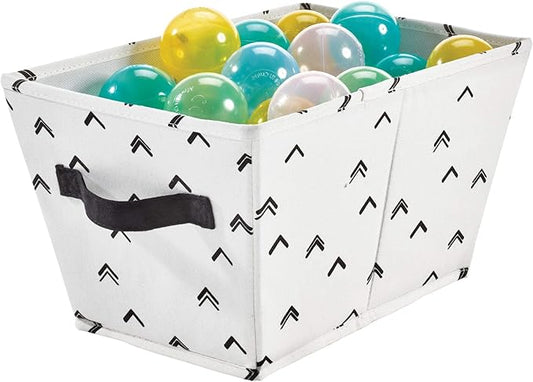 iDesign Arrow Fabric Storage Bin, Angled Medium Basket Container with Dual Side Handles for Closet, Bedroom, Toys, Nursery - Black and White