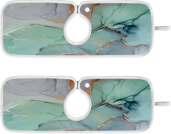 Marble Turquoise Green Faucet Water Catcher Mat 2 Pack Tie Dye Gray Purple Drying Mat Absorbent Bathroom Faucet Handle Drip Catcher Tray Bar RV Kitchen Sink Splash Guard 14x5 Inches
