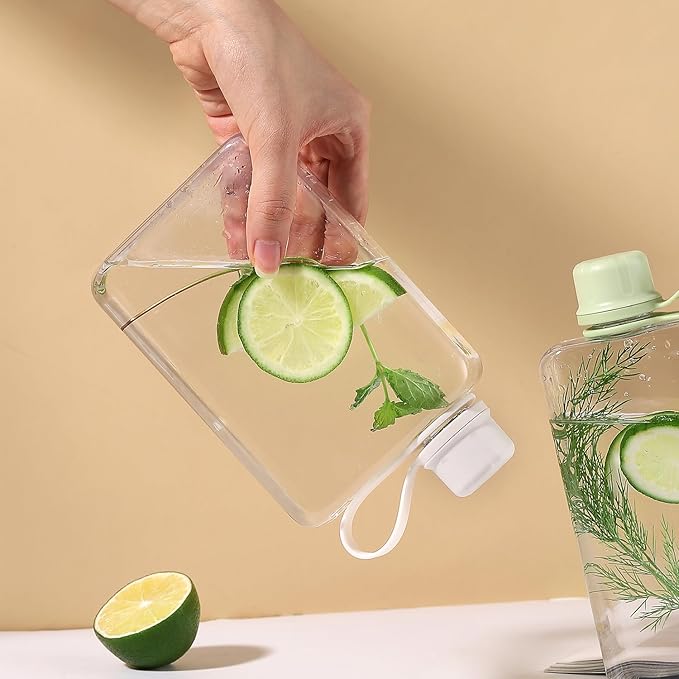 MoChic Flat Water Bottle Portable Slim Water Bottle Design BPA Free Wallet Water Bottle Can be Put into Small Pockets, Makeup Bags and Handbags, Suitable for Travel, Work and Outdoor Sports 17oz(Gary)