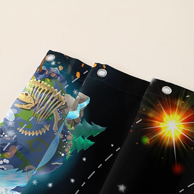 AILONEN Galaxy Shower Curtains for Boys,Solar System Bath Curtains,Outer Space Curtains for Bathroom Decor, 48" W*72" H Polyester Waterproof with 12 Hooks